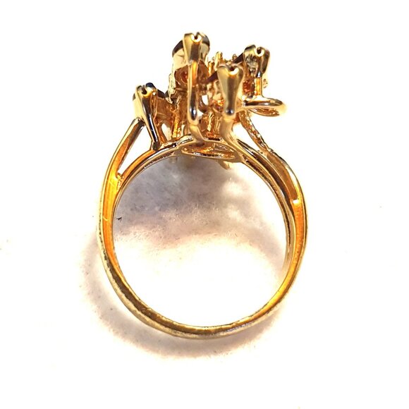 Elegant Vintage 18KT Gold H.G.E Purple Crystal Cluster Cocktail Ring – Size 5 - Picture 8 of 15